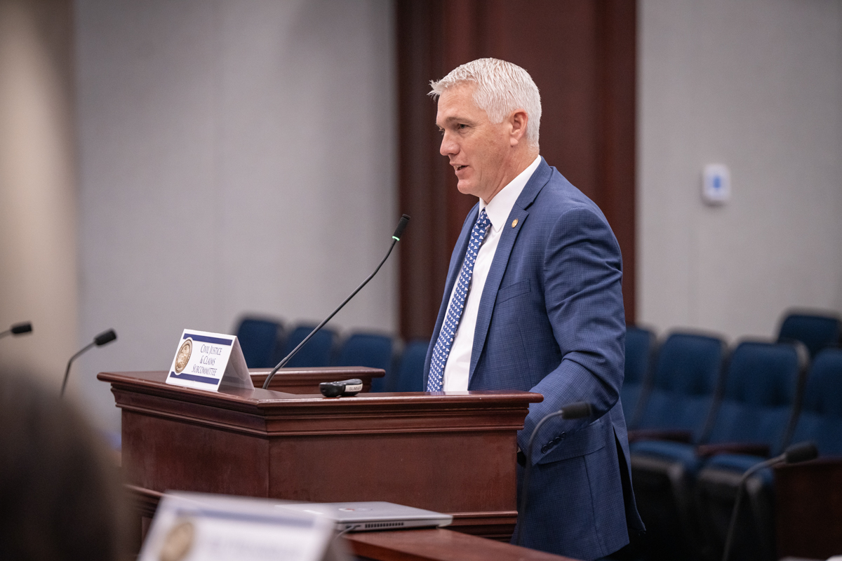 Shane Abbott speaking at the Florida House Civil Justice & Claims Subcommittee